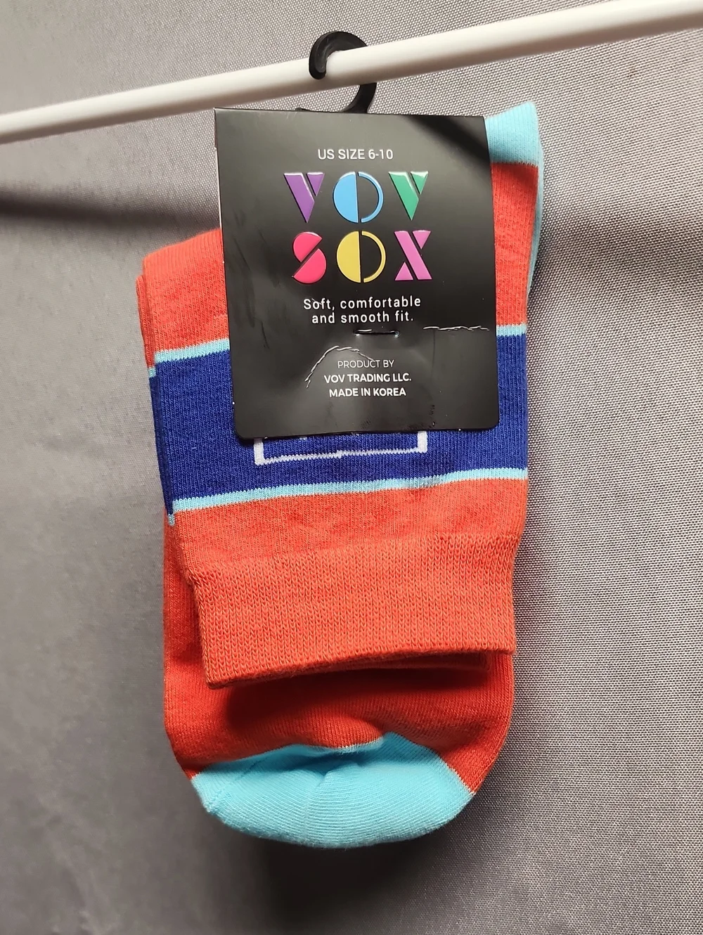 Women's VOV Sox Crew Socks - Coral, Blue & Aqua - How Are You?